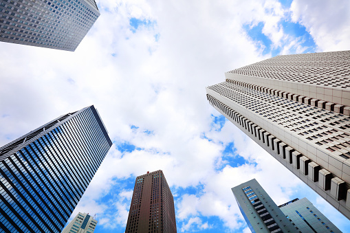 High-rise buildings and blue sky - Shinjuku, Tokyo, Japan