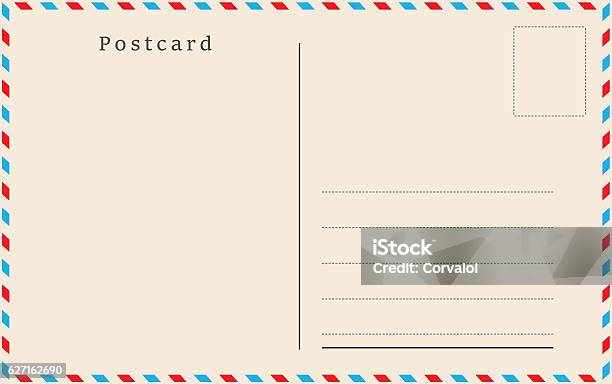 Vintage Postcard Vector Design Stock Illustration - Download Image Now - Air Mail, Computer Graphic, Cute