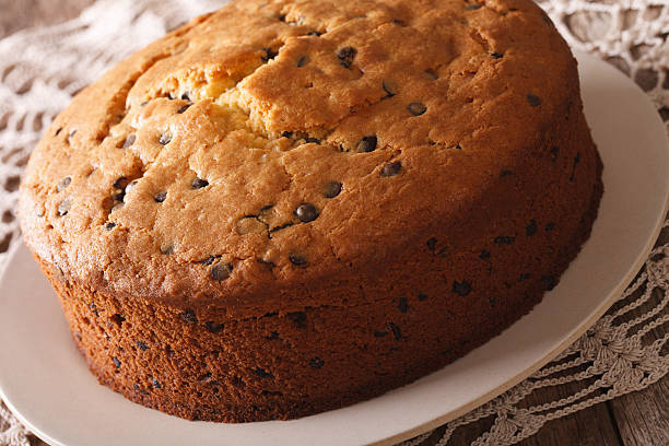 istock Round biscuit cake with chocolate chips close-up. horizontal 627170246