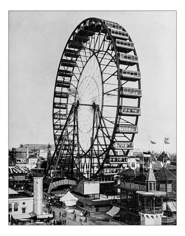 Antique photograph of the Ferris wheel at the World's Columbian Exposition, held in Chicago (USA) in 1893
