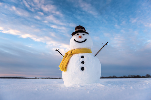 snowman on blue sky background