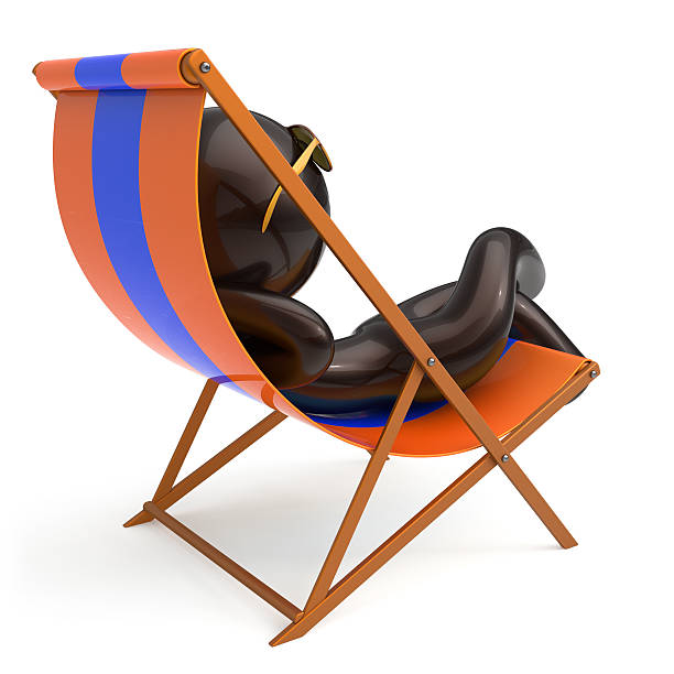istock Man sitting beach deck chair chilling stylized sunglasses person 627176526