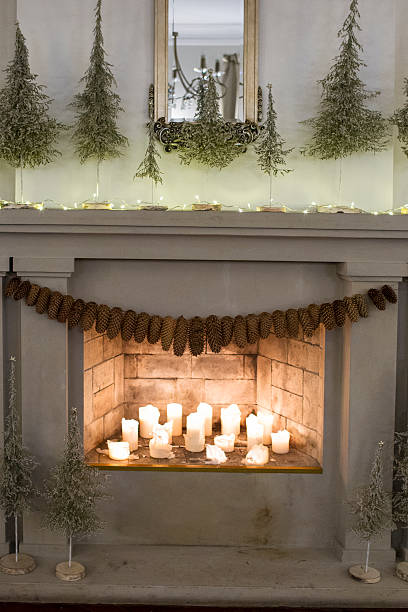istock Christmas Fireplace, holiday decorations, 627178040