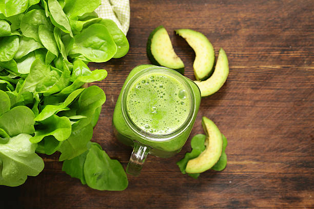 istock Fresh natural organic green smoothie 627183192