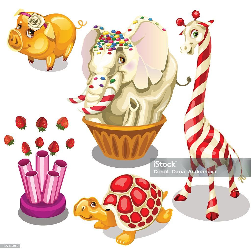 Animal Sweets Made Of Caramel And Chocolate Stock Illustration - Download  Image Now - Animal, Backgrounds, Berry Fruit - iStock