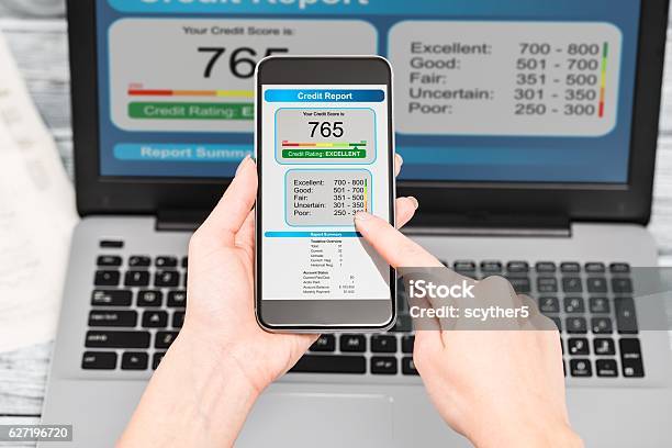 Report Credit Score Banking Borrowing Application Risk Form Stock Photo - Download Image Now