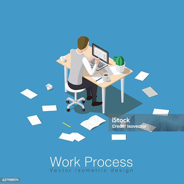 Working And Studying Concept Stock Illustration - Download Image Now - Essay - Document, Adult, Book