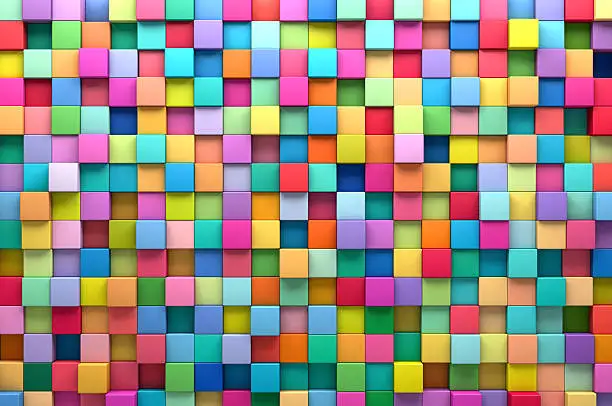 Photo of Abstract background of multi-colored cubes