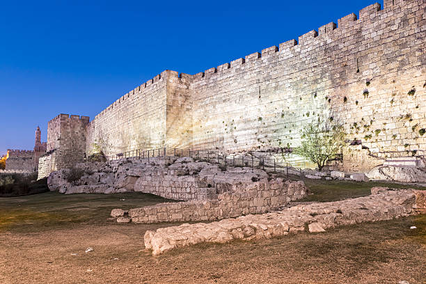 istock Jerusalem Old City Walls at Night 627201378
