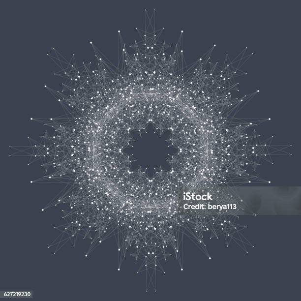 Fraktalelement Mit Verbindungen Linien Und Punkte Vektorillustration Stock Vektor Art und mehr Bilder von Daten