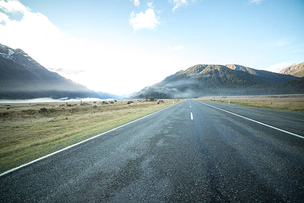 istock Empty road, mountain landscape, New Zealand 627224866