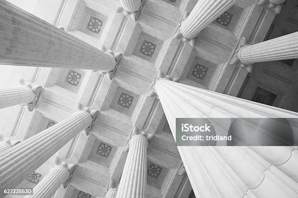 Marble Columns Stock Photo - Download Image Now - Architectural Column, Law, Courthouse