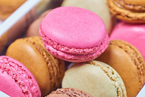 istock Colorful french macaroons in a box 627227668