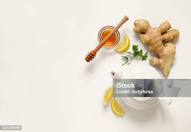 Ginger Tea Ingredients Stock Photo - Download Image Now - Ginger - Spice, Tea - Hot Drink, Honey