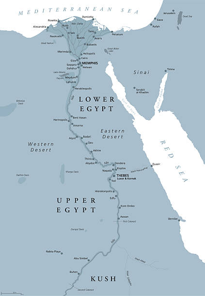 ilustraciones, imágenes clip art, dibujos animados e iconos de stock de mapa del antiguo egipto de color gris - amarna