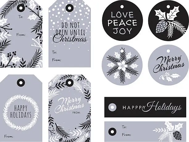 Vector illustration of Set of Christmas and holiday tags