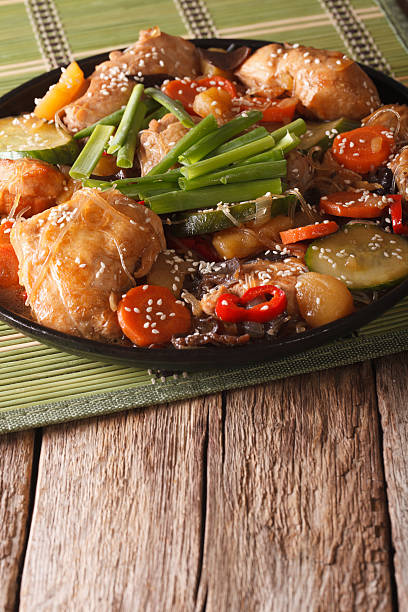 istock Korean food braised chicken with vegetables close-up. vertical 627247896