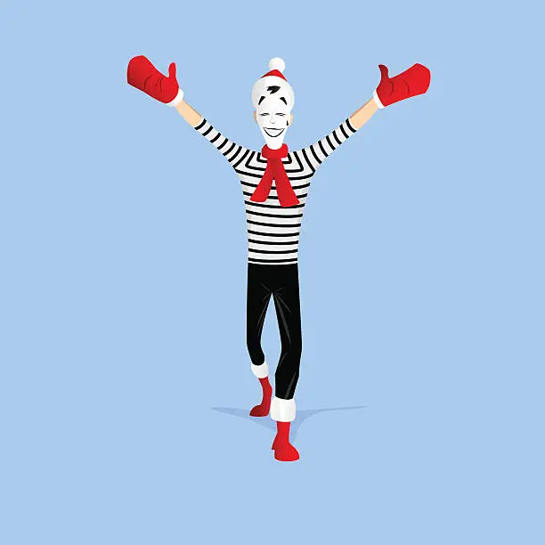 Vector illustration of Mime performance - open arms