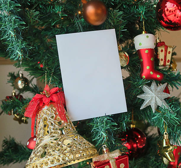 istock Christmas template background with blank white greeting card 627253542