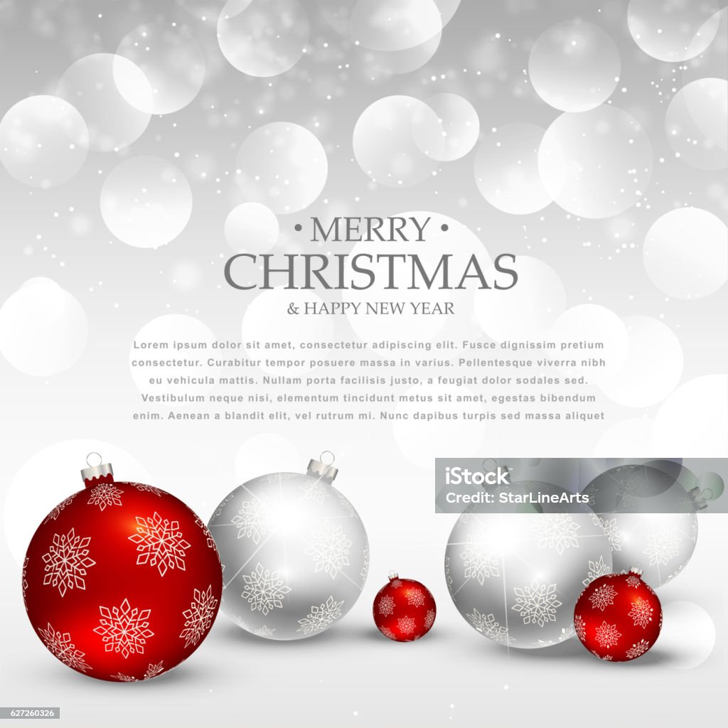 amazing christmas holiday greeting with realistic red and silver amazing christmas holiday greeting with realistic red and silver xmas balls Backgrounds stock vector