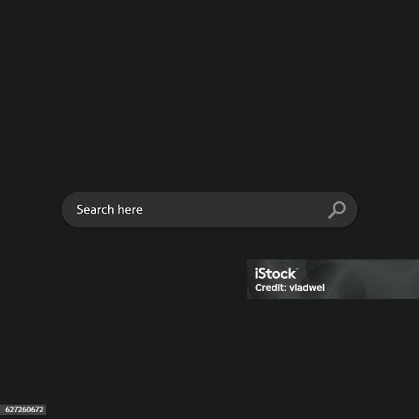 Search Bar Box Field Ui Element On Dark Black Background Stock Illustration - Download Image Now