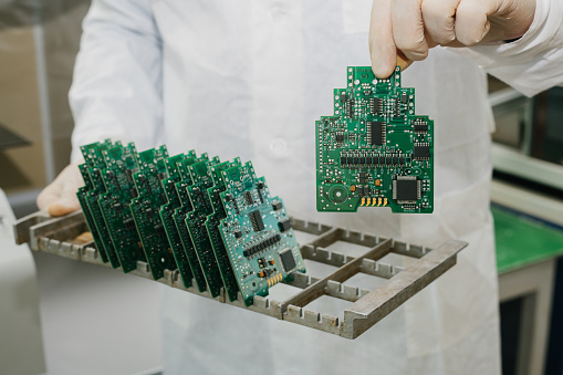 Microchip Production Factory Technological Process Assembling The Board ...