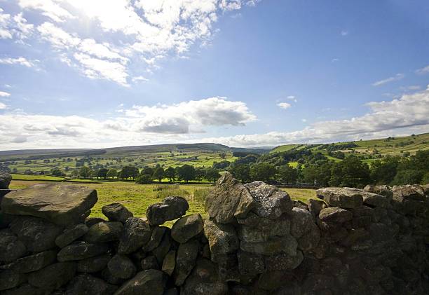istock view of Yorkshire dales over stone wall 627264344