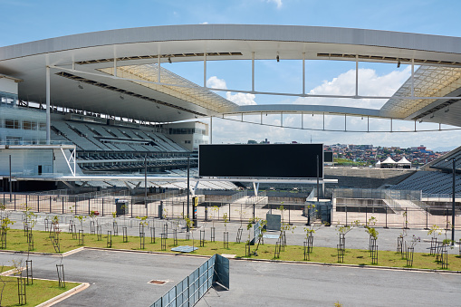 Sao Paulo, Btazil - February 19, 2016: Arena Corinthians in Itaquera. The Arena is new stadium of Sport Club Corinthians Paulista and was the Arena for the 2014 World Cup.
