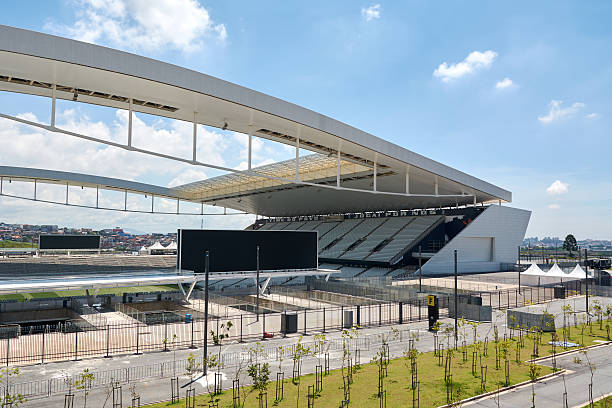 Stadium of Sport Club Corinthians Paulista in Sao Paulo, Brazil Sao Paulo, Btazil - February 19, 2016: Arena Corinthians in Itaquera. The Arena is new stadium of Sport Club Corinthians Paulista and was the Arena for the 2014 World Cup. corinthians fc stock pictures, royalty-free photos & images