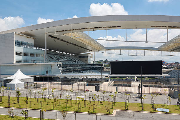 Stadium of Sport Club Corinthians Paulista in Sao Paulo, Brazil Sao Paulo, Btazil - February 19, 2016: Arena Corinthians in Itaquera. The Arena is new stadium of Sport Club Corinthians Paulista and was the Arena for the 2014 World Cup. corinthians fc stock pictures, royalty-free photos & images