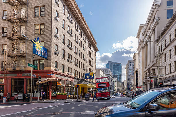 San Francisco, USA - May 18, 2022: view to Union Square in late afternoon.