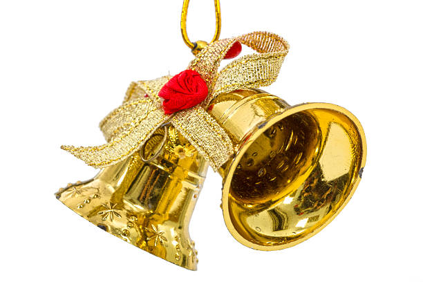 istock Golden Christmas bells, isolated on white background 627279548