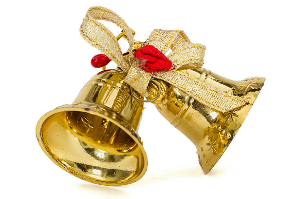 istock Golden Christmas bells, isolated on white background 627279742