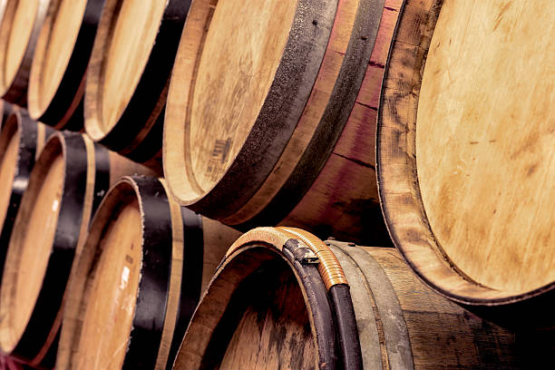 porto wine barrels stock photo