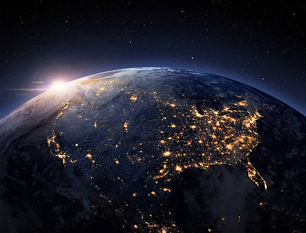 Earth night space Earth night from space. USA view. north america stock pictures, royalty-free photos & images