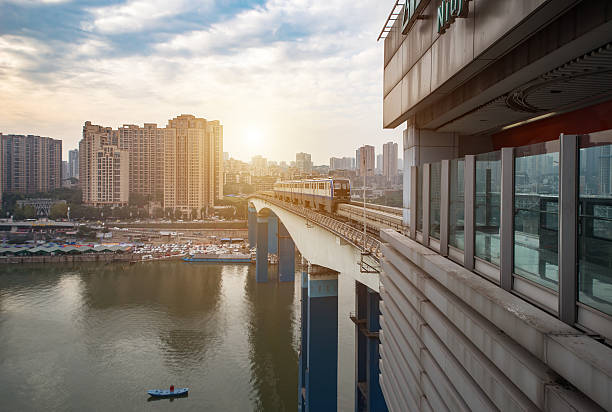 istock China Chongqing elevated light rail, modern city traffic perspective. 627288918