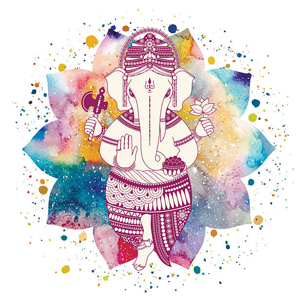 illustrazioni stock, clip art, cartoni animati e icone di tendenza di vettore di dio ganesha - elephant art creativity decoration