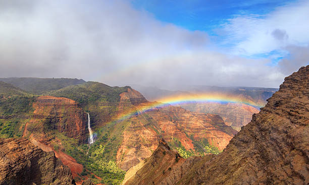 istock Rainbow over Waimea Canyon in Kauai 627303590
