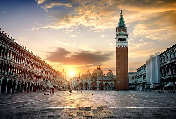 San Marco at sunrise San Marco square after dawn. Venice, Italy campanile venice stock pictures, royalty-free photos & images