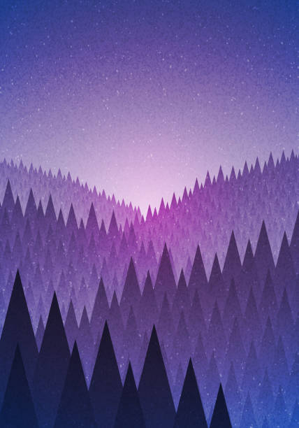 ilustrações de stock, clip art, desenhos animados e ícones de floresta misteriosa - fog tree purple winter