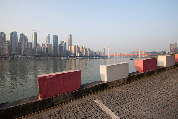 istock empty marble floor with cityscape and skyline in cloud sky 627306934
