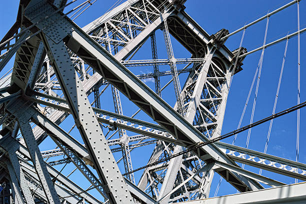 Farms of Williamsburg Bridge. Farms of Williamsburg Bridge, NYC, against a blue sky. williamsburg bridge photos stock pictures, royalty-free photos & images