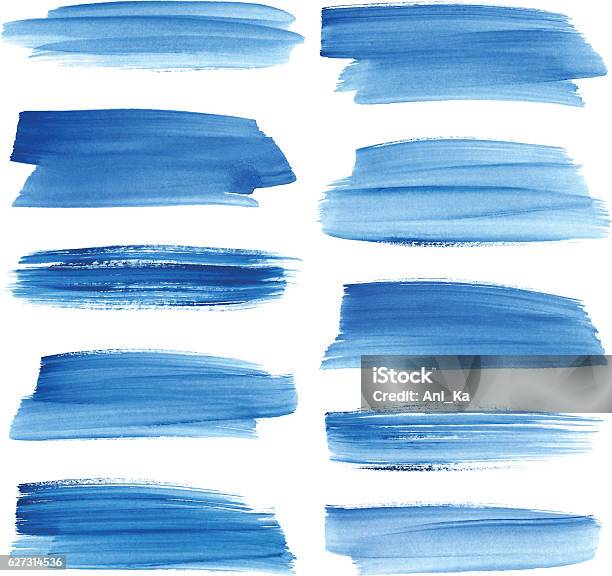 Watercolor Strokes Stock Illustration - Download Image Now - Brush Stroke, Blue, Watercolor Painting