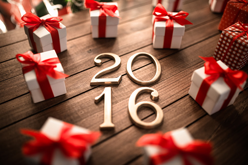 2016 New year text on christmas decoration