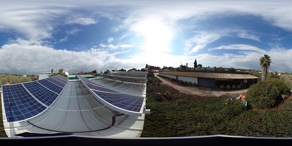 Solar panels on rooftop 360-degree View