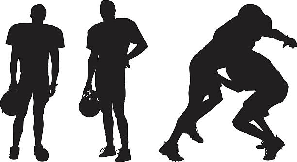370+ Silhouette Of A Football Players Tackle Stock Photos