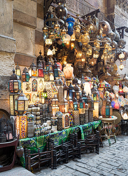 istock Stacked illuminated copper lanterns, Khan El Khalili bazaar, Cairo, Egypt 627326538