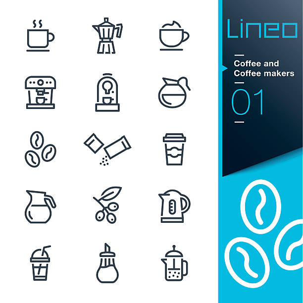 ilustrações, clipart, desenhos animados e ícones de lineo - ícones da linha de café - coffee cafe latté cup
