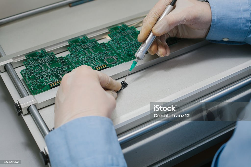 Cpu Assembly Process The Assembly Of Computer Units Technological Process Stock Photo ...
