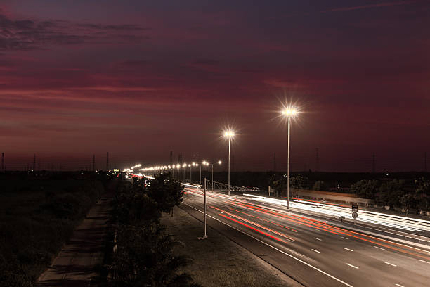 istock Speed  on motorway highway at night,backg 627329960